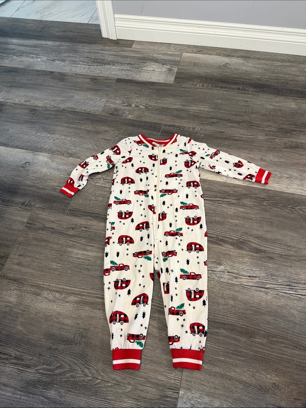 Holiday FamJams Kids Red Camper & Truck Holiday One-Piece Pajamas